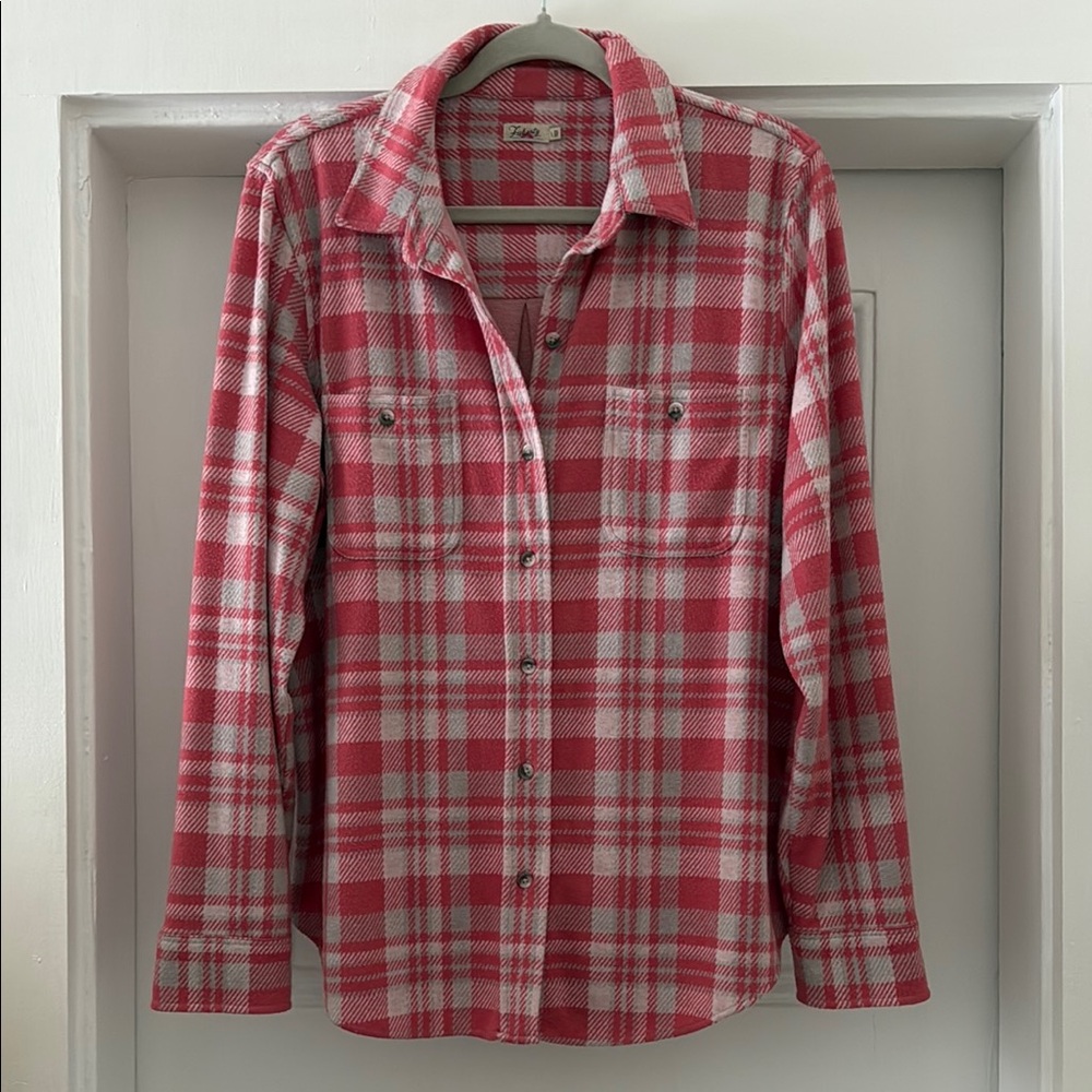 Faherty Pink and White Sweater Button Down Shirt